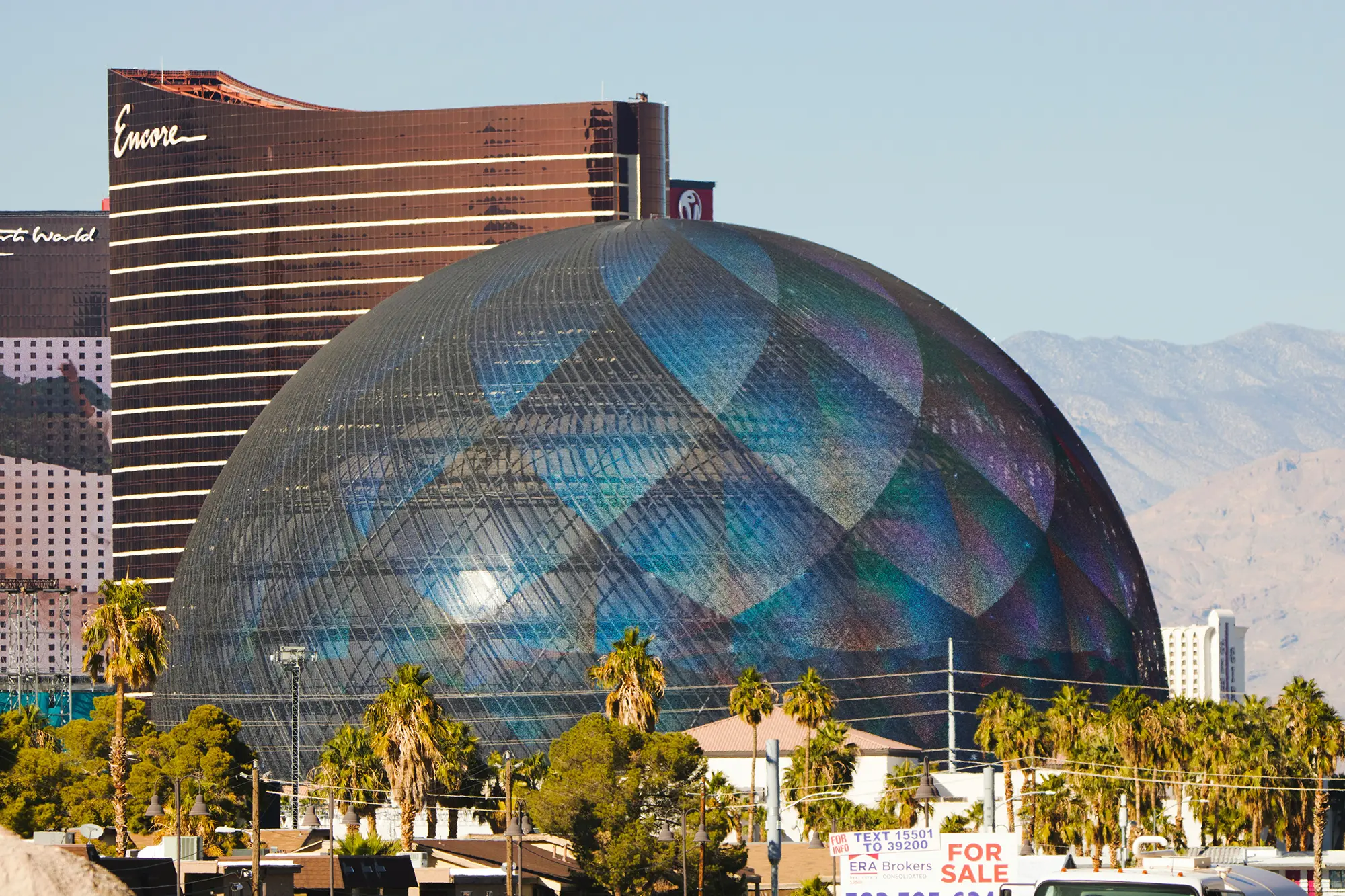Las Vegas sphere shining bright through the sunlight of the day.